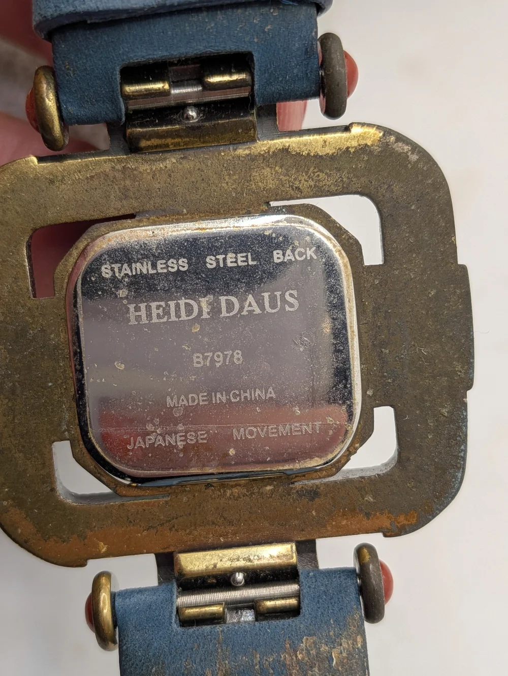 Heidi Daus Art Deco B7978 Swarovski Crystal Watch - Blue Suede Leather